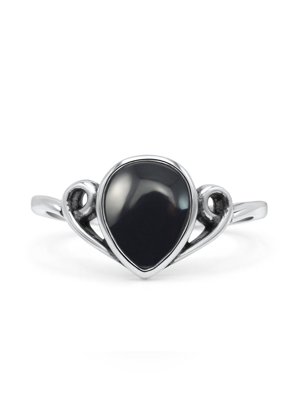 Sterling Silver Black Teardrop Ring Size 9